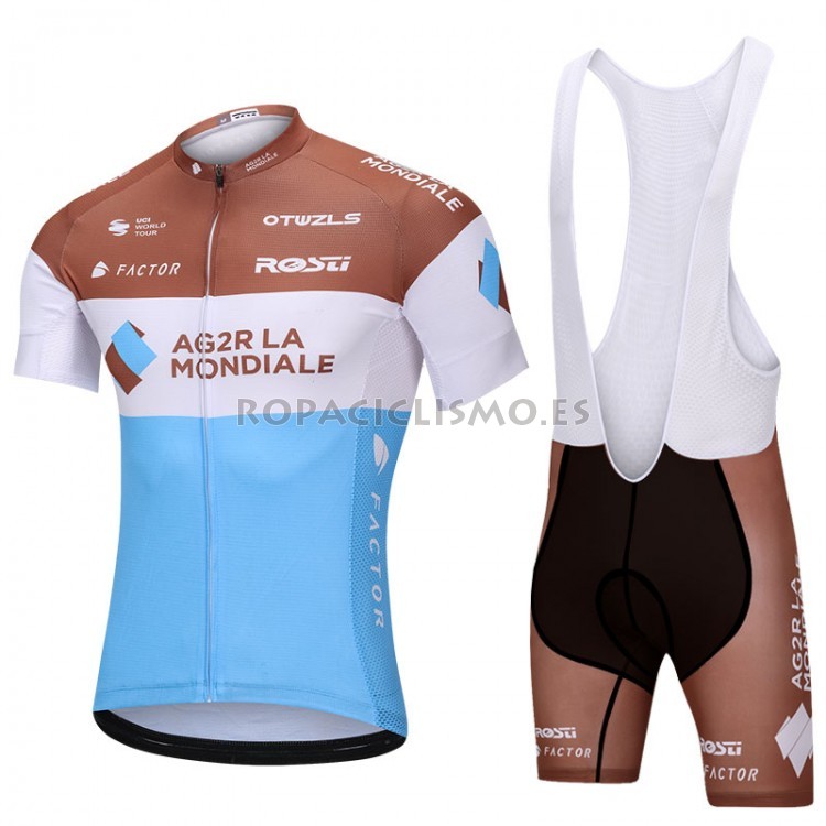 2018 Maillot Ag2rla Tirantes Mangas Cortas Azul Y Blanco